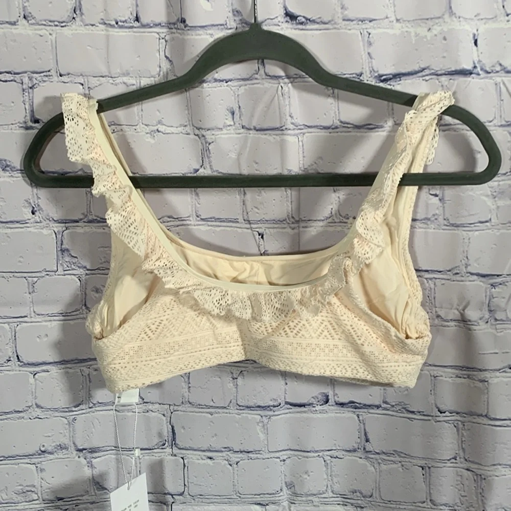 Andie Swim Womens Hydra Bikini Top in Vanilla Beach Cruise Boho Crochet Sz M NWT